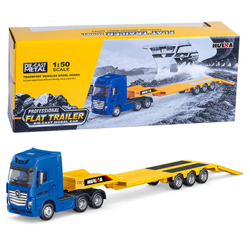 Qcar Flat Trailer Truck Vehicles Toys,1:50 Scale Diecast Site Trailer Truck, Toy Trucks For Kids