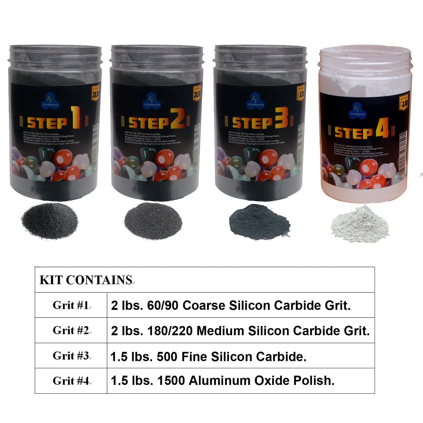 Yhaspace 7 Pounds Rock Tumbler Grit Kit - Rock Polishing Grit Media Rock Tumbler Refill Grit Media Kit Rock Tumbler Grit Refill