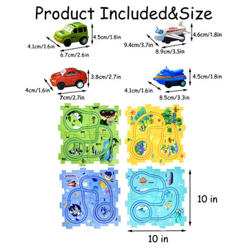 4 Year Old Boy Birthday Gift, Puzzle Racer Kids Car Track Set Puzzle Racer Car Track Set With Roadmap Puzzle Track Car Play Set