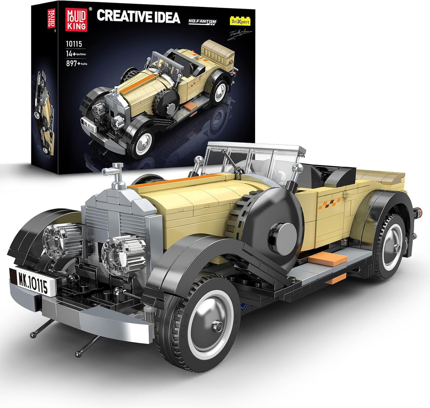 Mould King 10115 Classic Cars Building Kits  MOC Vintage Car Model Building Blocks Set  Gift for Age 14+/mature-themed Collections Enthusiasts(897+ Pieces  Static Version)