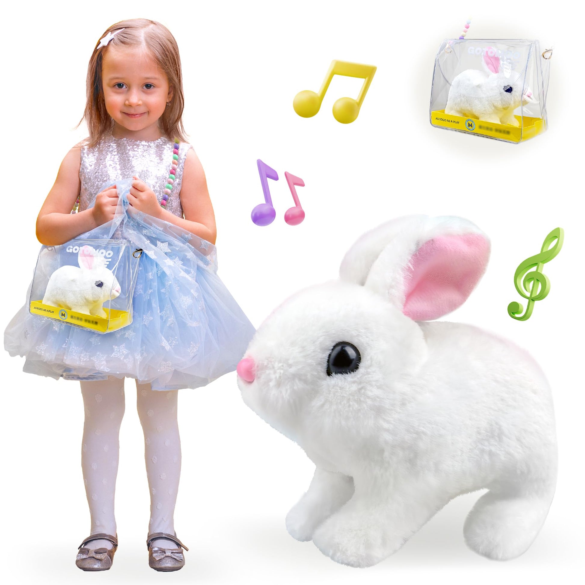 Smilesskiddo Electronic Jumping Rabbit For Girls - Hopping Bunny Toys With Wiggle Ears, Twitch Nose And Portable Bag, Interactiv