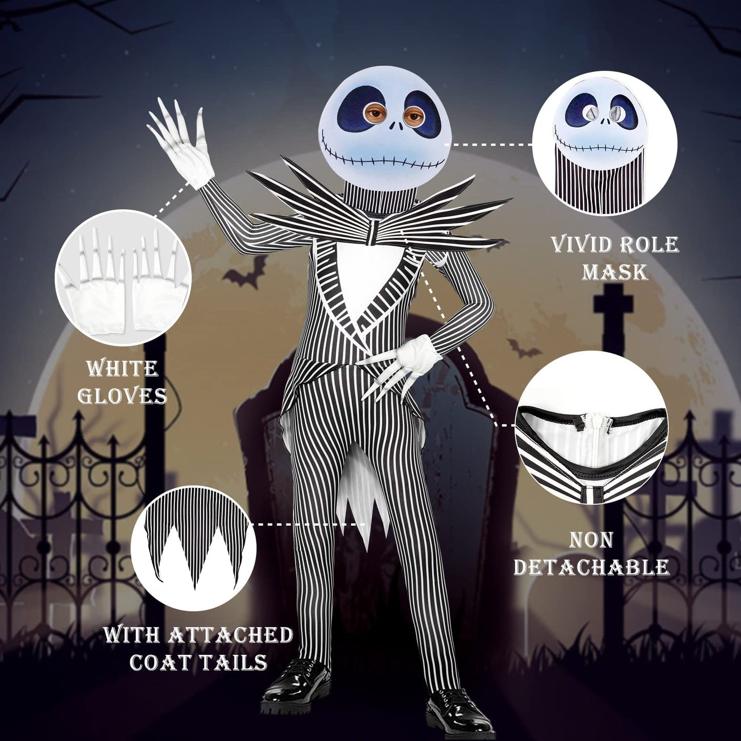 Byriady Jack Skellington Before Christmas Halloween Sally Halloween Costume With Cosplay Outfit Mask And Gloves
