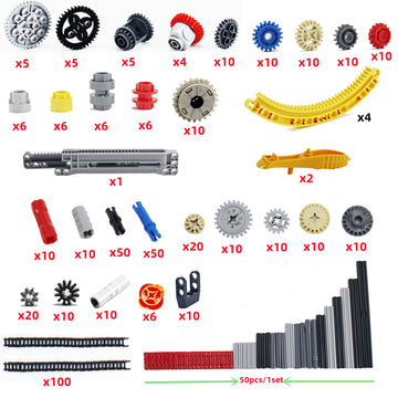 496 Pcs Technical Parts Building Blocks Gears Axle Pin Connector Compatible With Major Brand Toy Technical Cam Worm Cogs Gears S