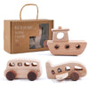 WOODEN TEETHER 3pcs Wooden Cars for Toddlers 1-3 Years Car Toys for Babies Wooden Baby Toys Include Car Boat Air