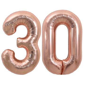 Toniful 40 Inch Large Rose Gold Number 30 Balloons Giant Digital 30 Helium Balloons, Foil Mylar Big Number Balloons For 30Th Bir