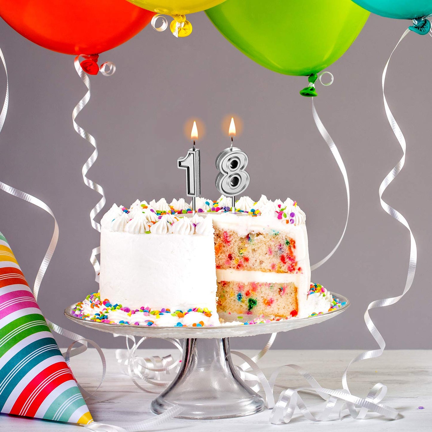 18th Birthday Candles Cake Numeral Candles Happy Birthday Cake Candles Topper Decoration for Birthday Party Wedding Anniversary