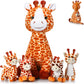 Honoson 5 Pcs Giraffe Stuffed Animals Set 18'' Large Mommy Giraffe Plush With 4 Cute Baby Zippered Tummy Soft Gift For Boy Girl