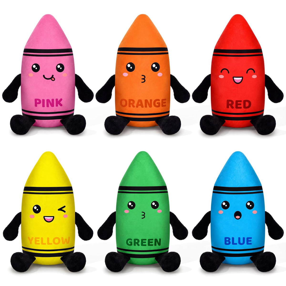 Arrowbash 6 Colors Crayon Plush Toy Classroom 7.87 Inches Crayon Decoration