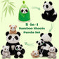 Tezituor Panda Stuffed Animal Set - 5-in-1 Plush Toy with Bamboo Hut, 10.6" White Polyester, Realistic Big Panda & 3 Babies