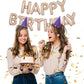 Toniful Light Brown Happy Birthday Balloons Banner, 16 Inch Light Brown Mylar Foil Letters Birthday Sign For Girls Boys Kids & A