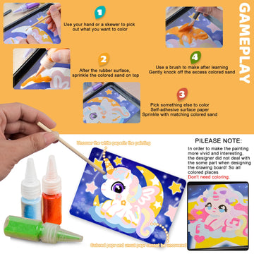 Tnoone Animal Sand Art Kits For Kids,Diy Crafts For Kids Ages 4-8,Color Sand Art Pictures,Art Crafts Learning Toys,Ideal Gifts F