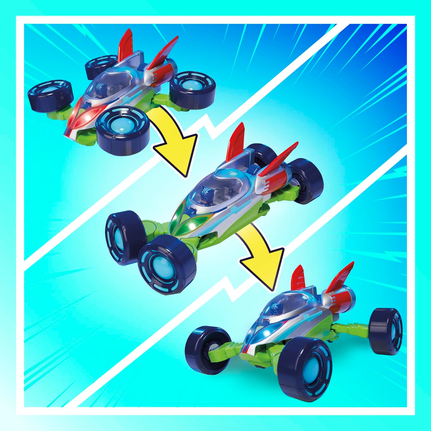 PJ Masks Power Heroes Convertible Vehicle - Large Multi-Coloured Hero Flash with Lights & Sounds (Model F7599)