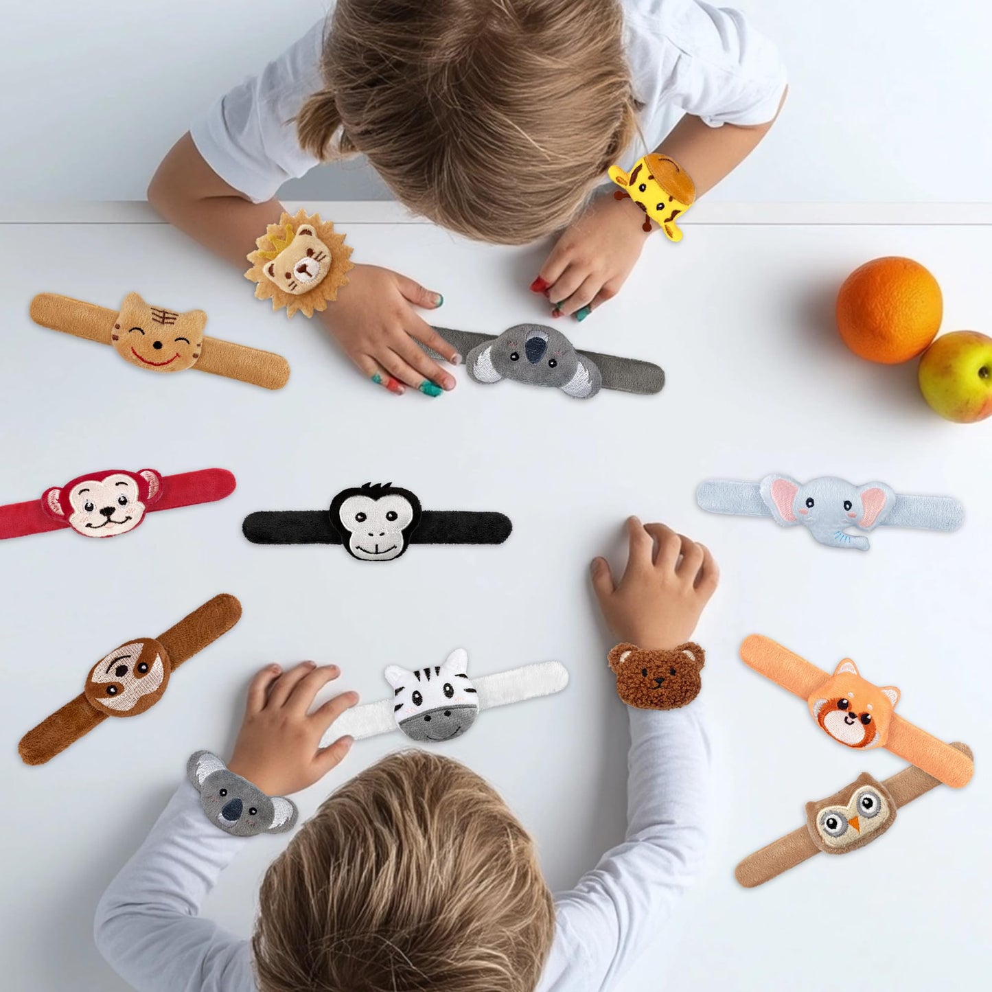 12 PCS Stuffed Jungle Animal Slap Bracelets Plush Animal Snap Bracelets Cute Wrist Slap Band Toy Wrist Animals Wrist Pets Slap B