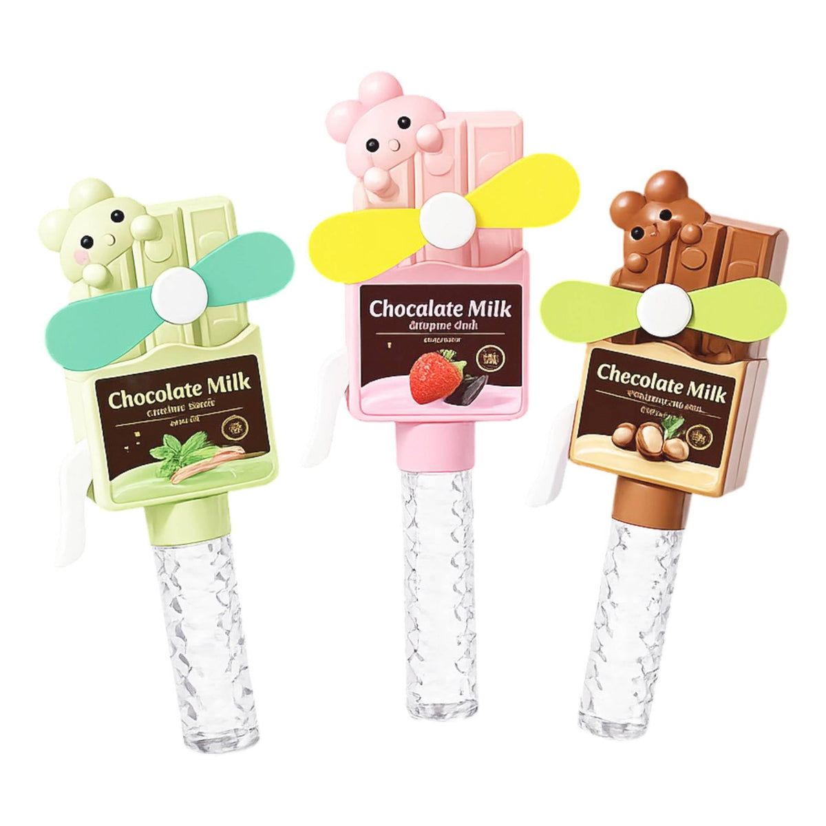 SHAKTISM Chocolate Bubble Fan Toy for Kids | Handheld Bubble Blower with Mini Fan | Bubble Solution Included | Cute Bear Chocola