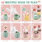 GAGAKU Wooden Tea Set for Kids, Wood Tea Party Set for Little Girls Wooden Coffee Afternoon Tea Toys Play Food forToddler Preten