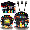 96 Pcs Back To School Party Plates And Napkins Party Supplies School Season Tableware Set Back To School Party Decorations Favor