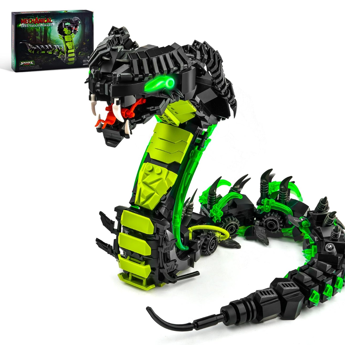 Mechanical Snake Building Sets Creative Snake Animal Collection Toy mature-themed Home or Office Decor STEM Building Toy Gift for Teens Girl and Boys 8-14 (689PCS)