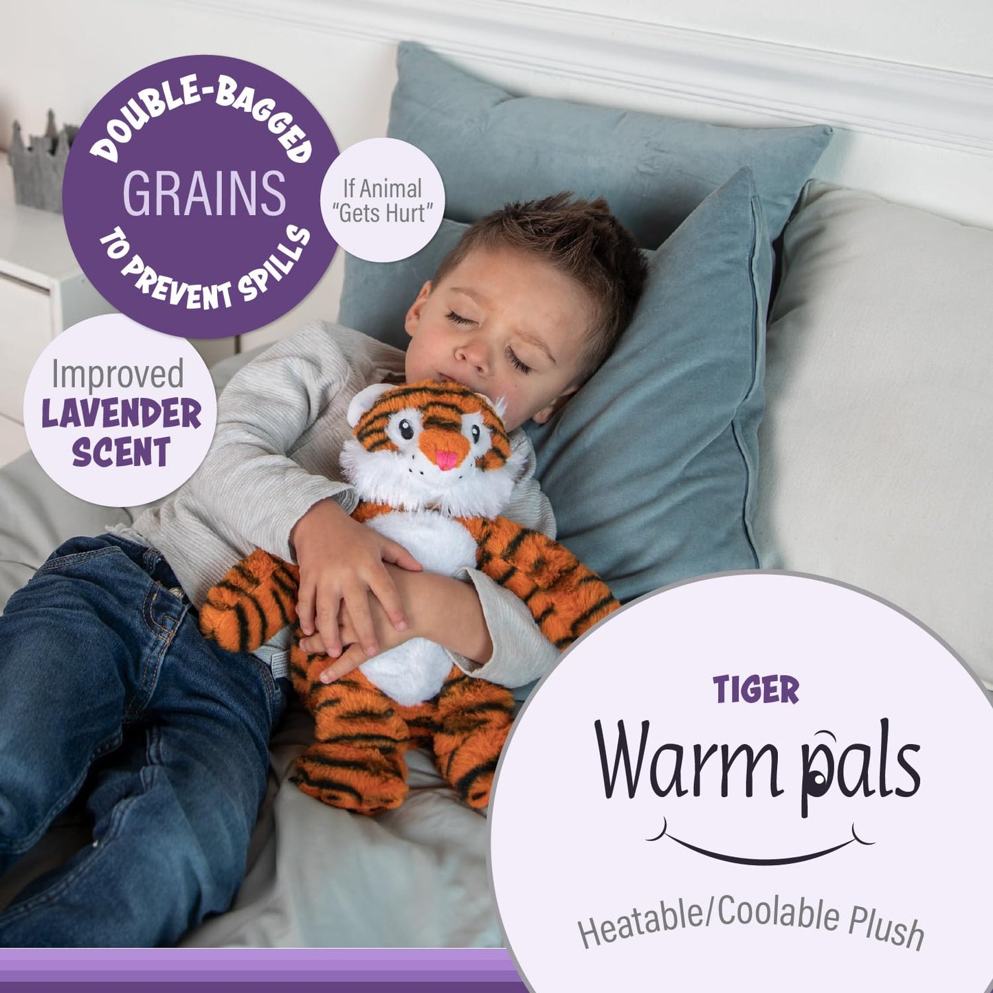 1I4 Group Warm Pals - Tiger - Cozy Lavender Scented Plush Toys - Stuffed Animal - Coolable Bedtime Comfort Plushie