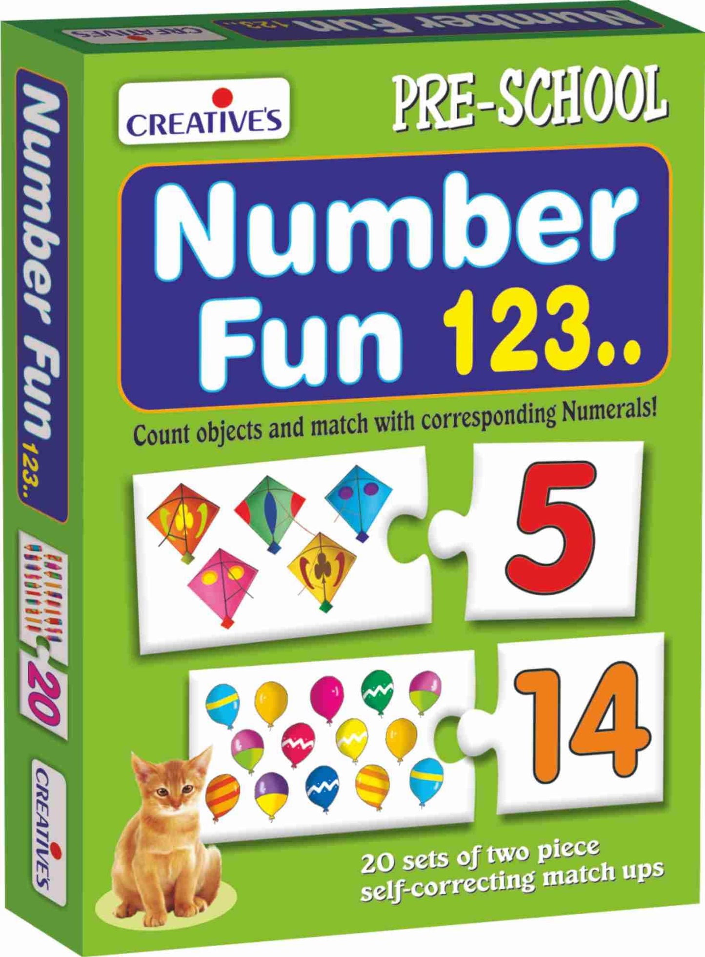 CreativeS Number Fun 123 Preschool Learning Game For Kids 3+ Years | 20 Self-Correcting Number Matching Puzzles | Counting & Num