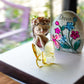 Kanpura Yellow Crystal Flying Butterfly Figurine,Glass Butterfly Figurine Ornament,Crystal Butterfly Collectible For Wedding Christmas Party Decor