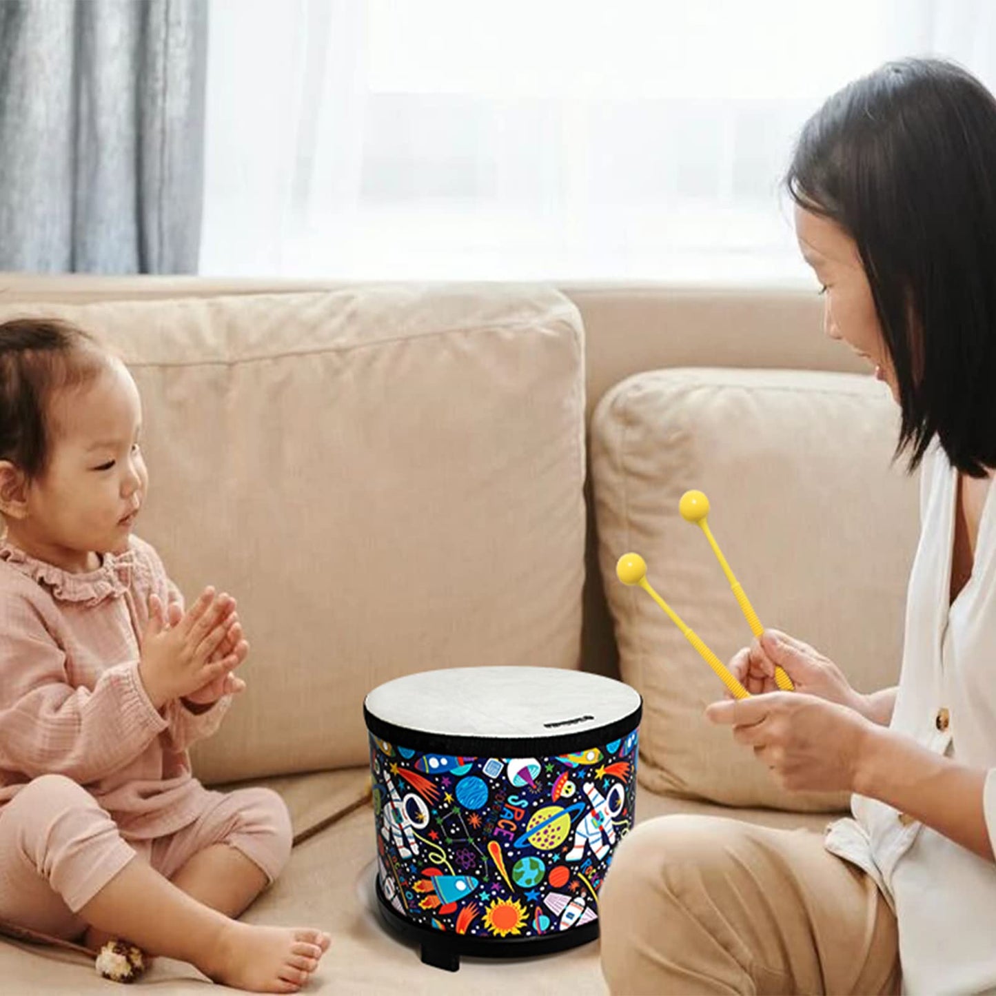 MUSICUBE Kids Drum Set - 10-inch Floor Tom with 2 Drum Sticks - Educational Musical Toys for Baby Toddler Sensory Percussion Ins