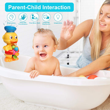 Sitodier Bath Bathtub Toys For Toddlers 18+ Months | Duck Bathtub Toys With Rotatable Waterwheel/Eyes | Bathroom Strong Suckers Water Scoop Fun Bath Toys For Toddlers Boys Girls 2-4 Years