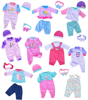 10 Sets Doll Clothes Accessories Play Set Include Rompers Outfits For 14-16 Inch Dolls And 43Cm/17 Inch New Baby Dolls (No Doll)