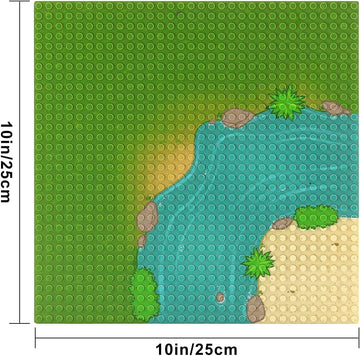 Feleph Classic Baseplate With River And Grassland Pattern Base Plates For Building Blocks 10 X 10 Inches Compatible With Major B