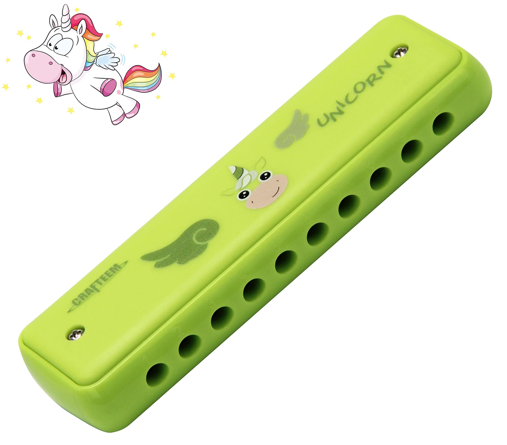 Crafteem Color Blues Harmonica, Key Of C For Kids, Children, Toddler And Beginners,10 Hole 20 Tones Musical Instrument Toy Gift