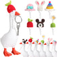 Geyoga 6 Pcs Mini Goose Outfits Hat Thanksgiving Christmas Porch Goose Knitted Hats 7 Inch with Adjustable Strap(Bunny)