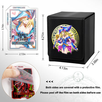 sabermaster 3D Deck Box for YGO MTG - Leather Storage for 110 Cards, 38.45 cu in, Dark Magician Girl Design