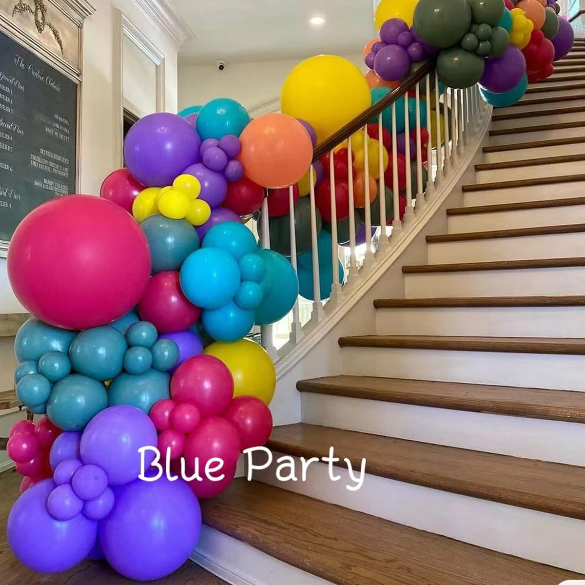 MEBAY Red Purple Teal Balloon Garland kit, 156 Pcs Metallic Purple Pastel Pink and Confetti Purple Balloons Arch for Teenage Gir