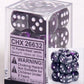 Chessex Dice d6 Sets: Gemini Purple & Steel with White - 16mm Six Sided Die (12) Block of Dice