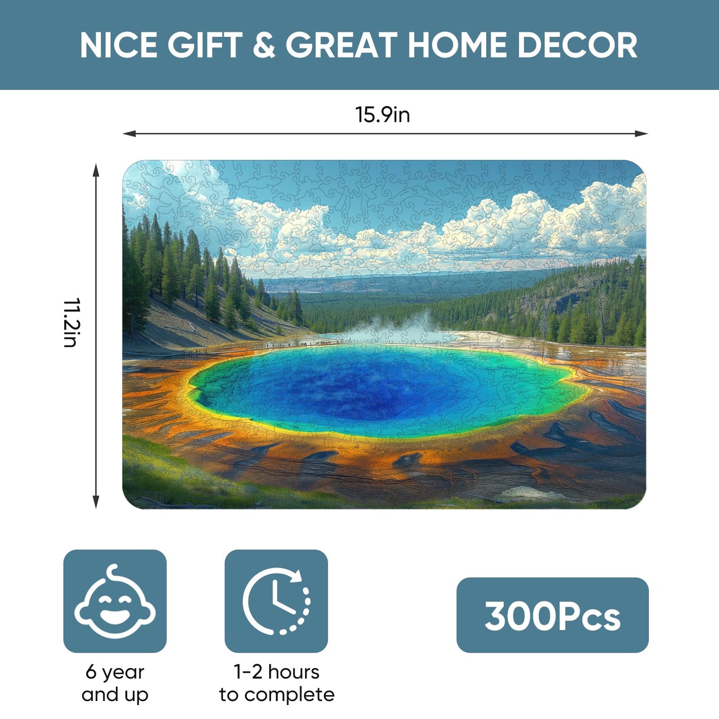 National Parks Puzzle for Kid 300 Piece  Landscape Jigsaw Puzzle  Yellowstone Park Puzzle  Spring Puzzle  Wooden Puzzle for Valentine's Day Mother's Day Puzzle Gifts for mature-themed and Teens(11.2 * 15.9in)