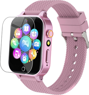 Smart Watch For Kids Girls Age 3-12 With 26 Puzzle Games Hd Video Camera Touchscreen Music Player Learning Cards Storybook Pedometer Metal Case Kids Watch Toy Birthday Gifts Include 2 Screen Protector