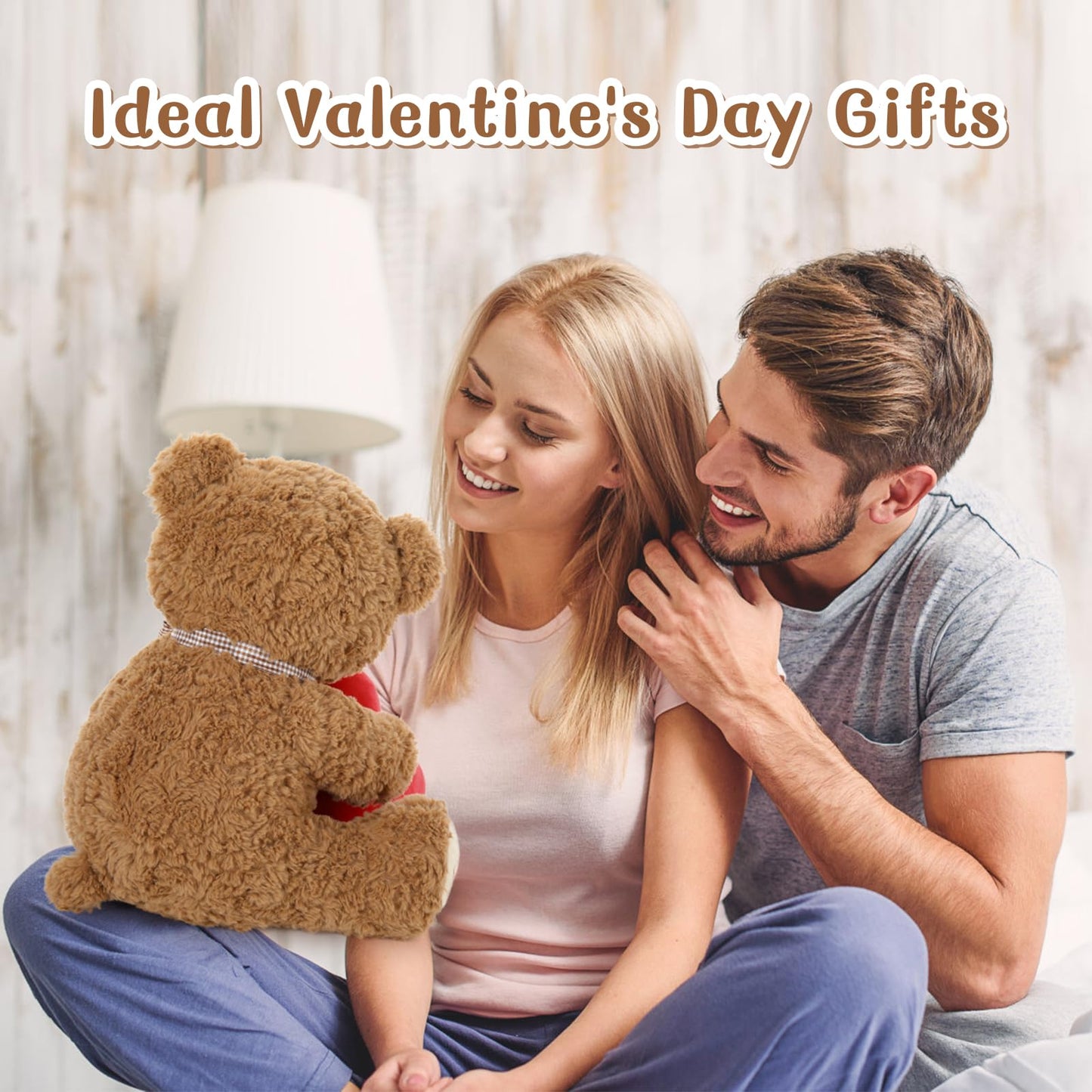 Morismos Valentine'S Day Teddy Bear, 17' Valentine Gift Teddy Bear With Big Red Heart Love Plush For Girlfriend, Wife, Her, Him