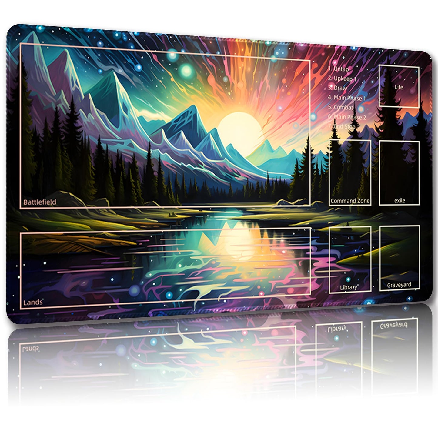 Malqiqi Playmat For Mtg, With Free Storage Bags,Game Mat 24 X 14 Inches, Tcg And Board Game Mat For Cards,Mousepad Desk Mats (With Zones,Magic Mat 10)
