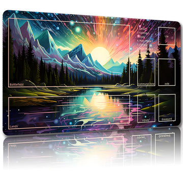 Malqiqi Playmat For Mtg, With Free Storage Bags,Game Mat 24 X 14 Inches, Tcg And Board Game Mat For Cards,Mousepad Desk Mats (With Zones,Magic Mat 10)