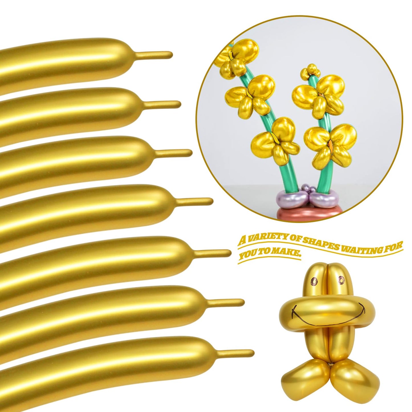 Lxzfcrg 260 Long Balloons, Shiny Metallic Latex Twisting Balloons For Balloon Animals, Magic Balloons For Birthdays Wedding Part