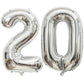 40 Inch Silver 20 Number Balloons Giant 20 Balloons Silver Birthday 20 Balloons 20Th Birthday Anniversary Party Decorations Supp