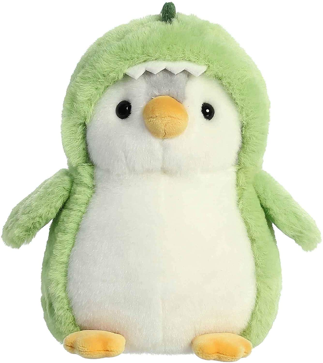 Aurora Pompom Penguin Plush Set Of 3: Pompom Dino, Pompom Dragon, And Pompom Unicorn, 7 Inches