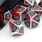 Haxtec DND Metal Dice Set D&D Red and Black Metal DND Dice for Dungeons and Dragons RPG Games-Vampire(Silver Black Red)