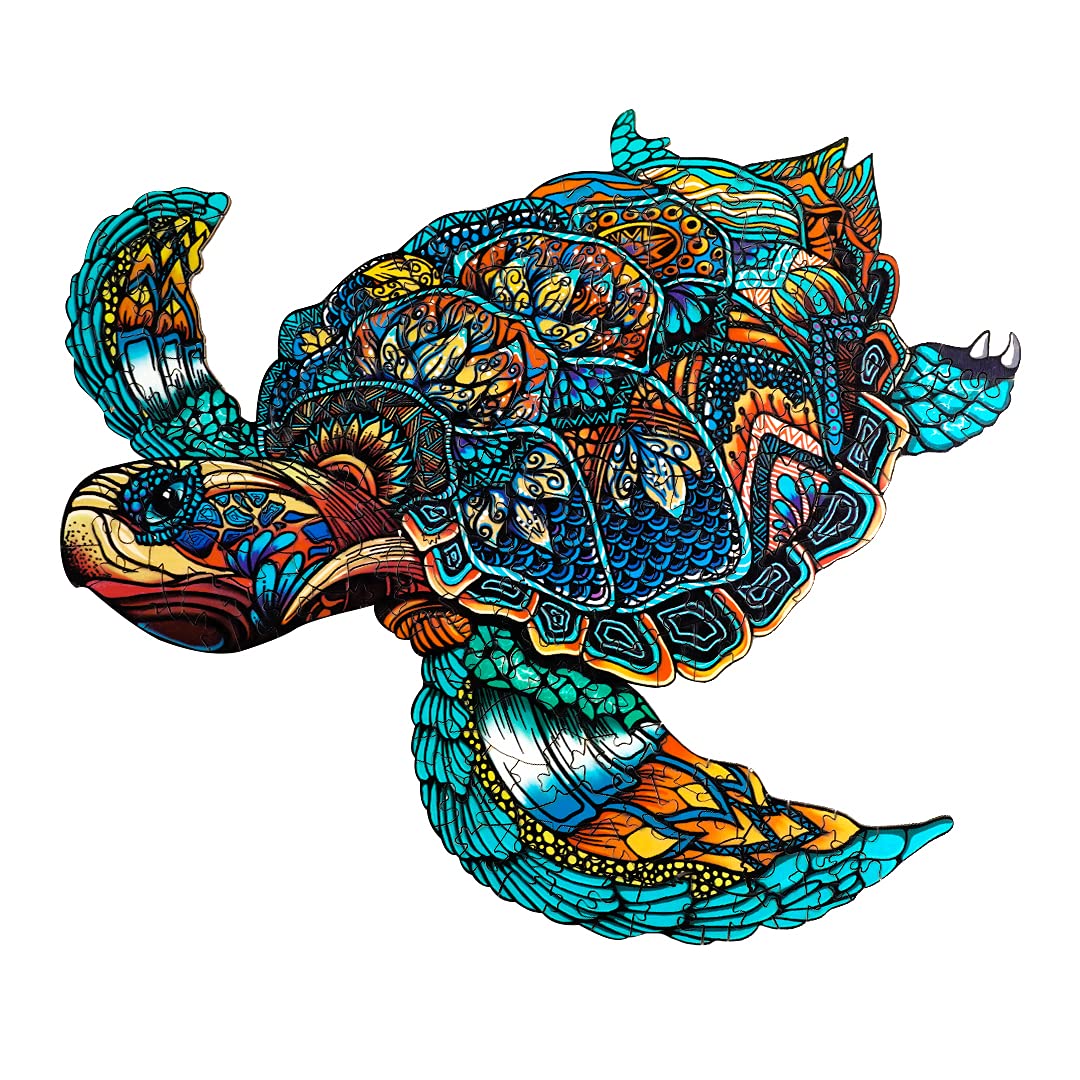 Wooden Puzzles for mature-themeds - Advanced Sea Turtle Wooden Puzzle Unique Shape Puzzels Wooden Jigsaw Puzzles for mature-themeds  Wood Puzzles mature-themed Perfect for Birthday Gifts  Family Puzzles 14.9 x 12.6in 301pcs