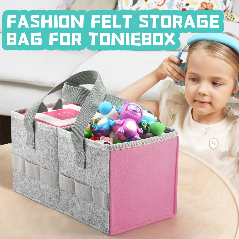 Carrying Case For Toniebox Starter Set And Tonies Figurines, Travel Felt Cloth Musical Toy Folding Bag For Toniebox Accessories