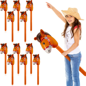 Chivao 12 Pieces Inflatable Stick Horse For Kids Horsehead Stick Balloon Cute Horse Sticks Inflatable Horse Cowgirl Party Decorations For Horse Themed Birthday Party Baby Shower (Fresh Style)