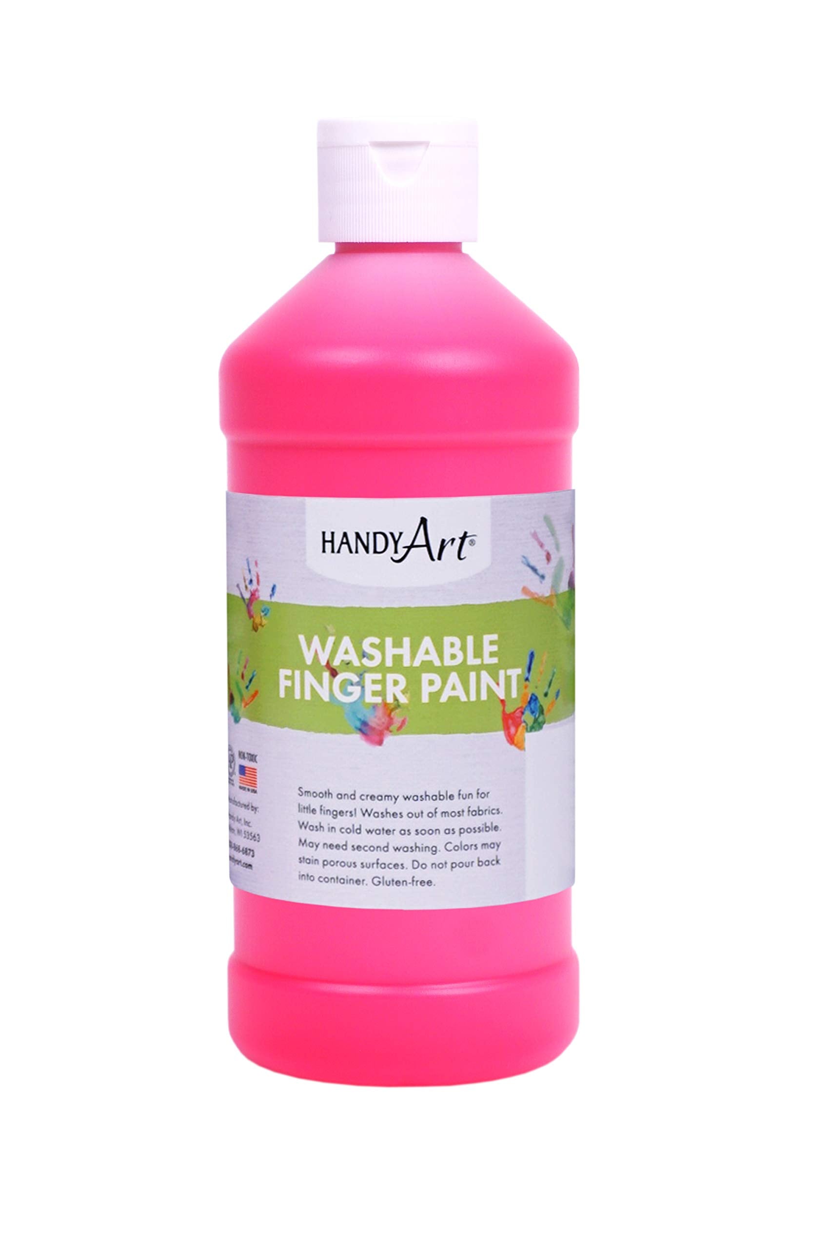 Handy Art Washable Finger Paint 16 ounce, Fluorescent Hot Pink - 241-153