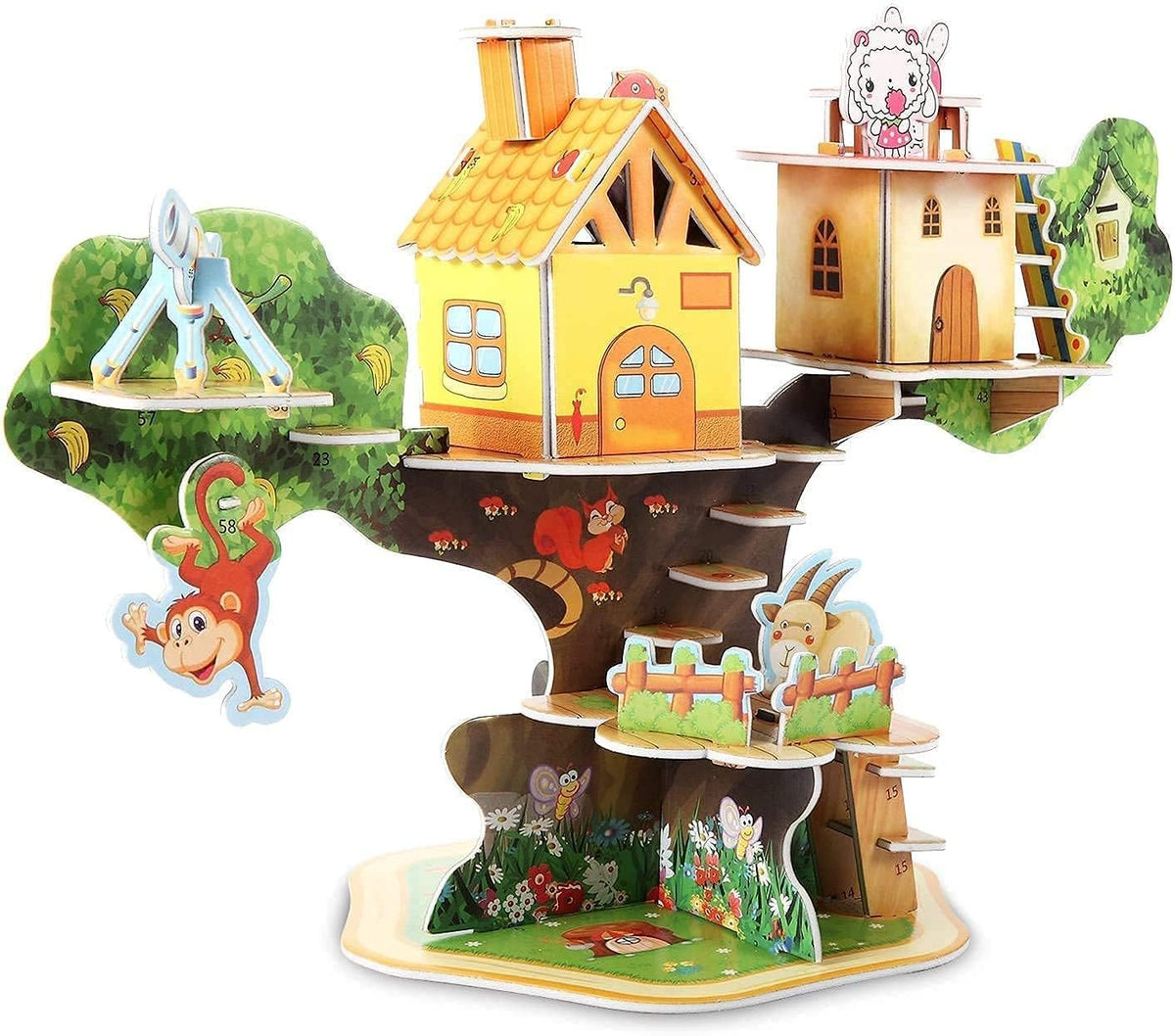 PUJAARA DIY Toys for Kids, 3D Puzzle Game Architecture Building Block for Kids, Easy to Assemble | Pink House (4 Sheets) Best Re