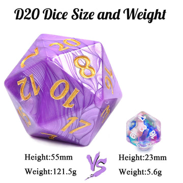 55mm Giant D20 Dice,Large DND 20 Sided Dice Sets,Titan D20 D&D Dice,Jumbo 20 Sided Dice,for Dungeons and Dragons, RPG, MTG Table