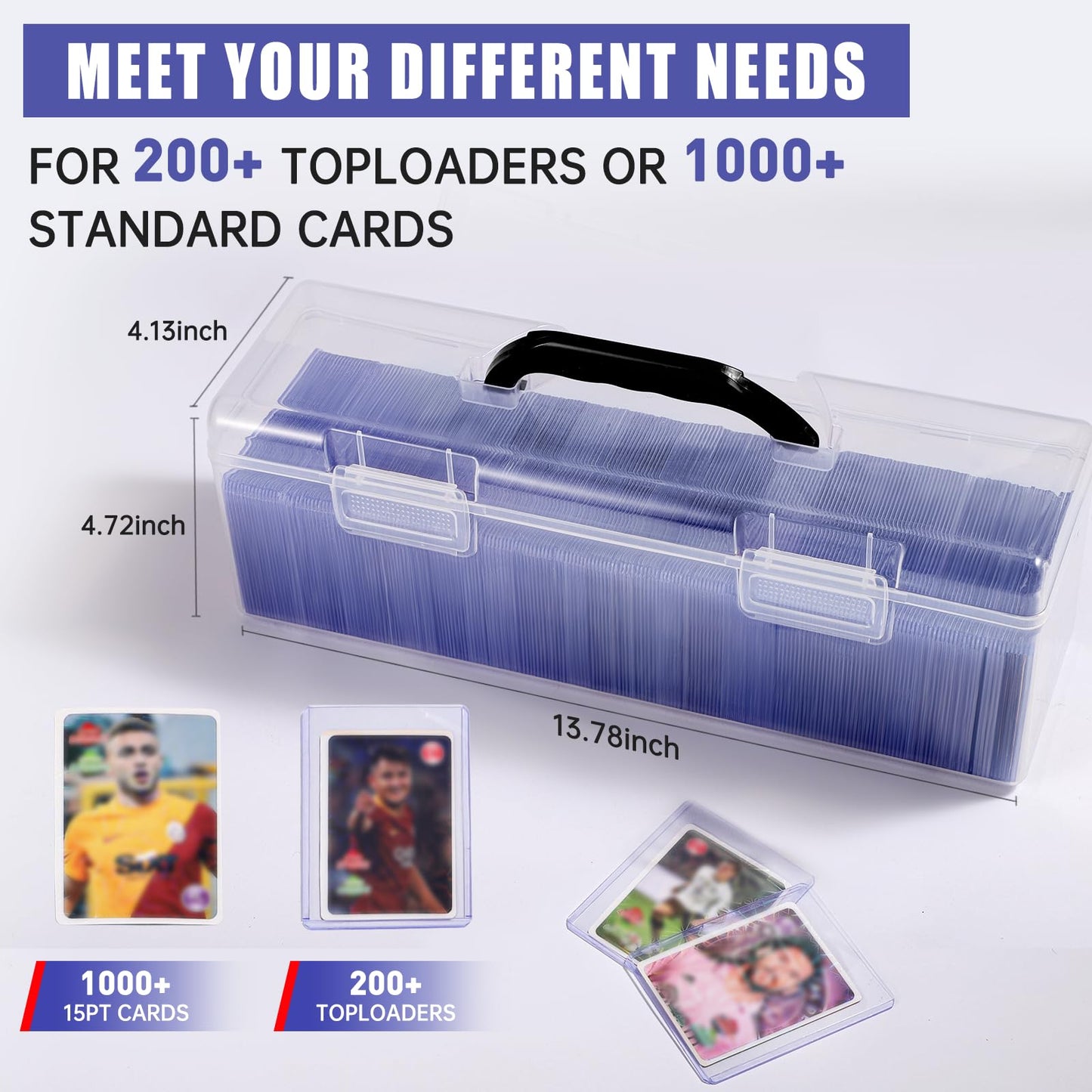Premium Storage Box For Toploader - Large For 200+ Toploaders Or 1000+ Trading Cards, Portable Sports Card Storage Boxes For Col