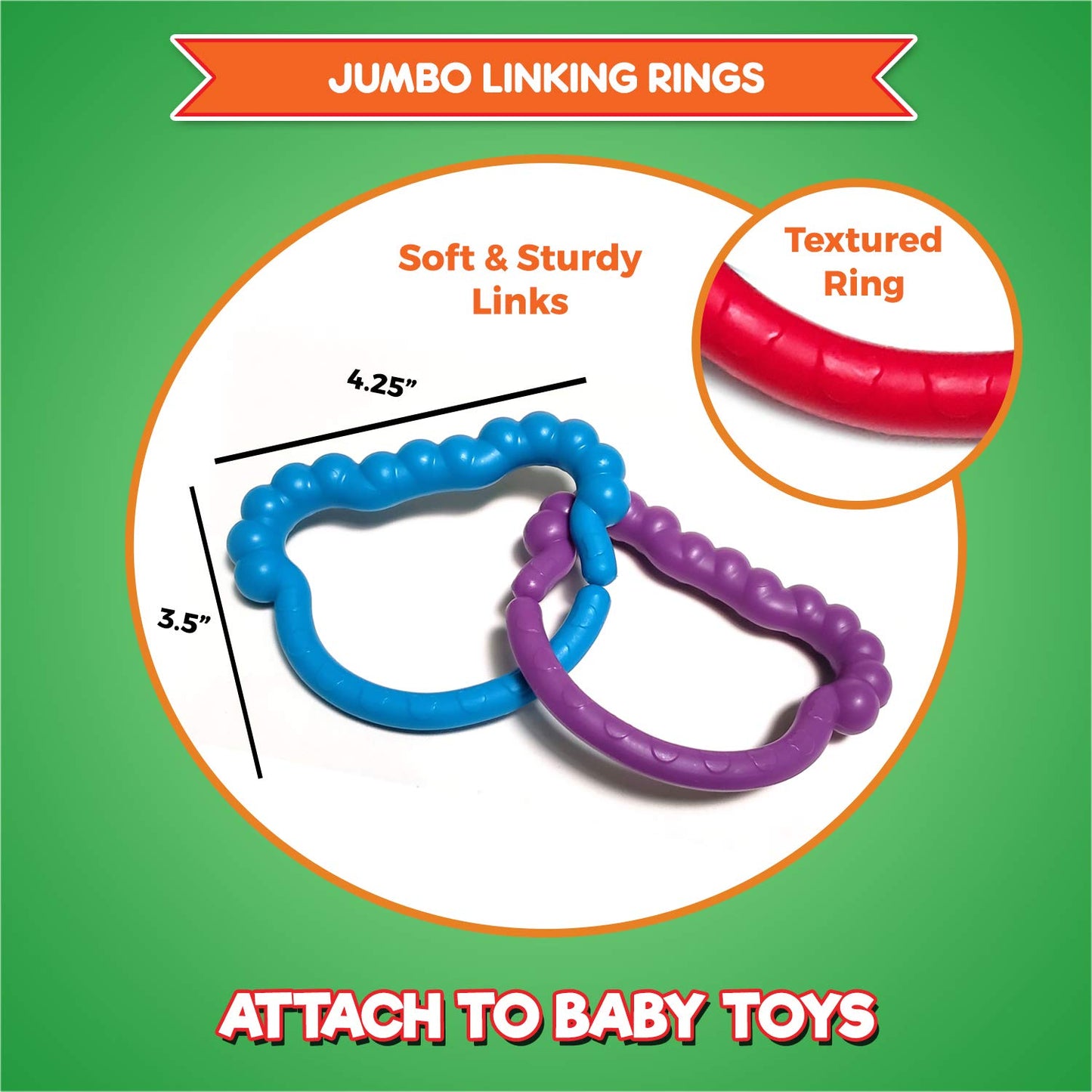 Kids Korner Baby Rings Toy Links Educational Toys - Link Toys, Teething Toys, Infant Toys, Baby Accessories, Stroller Toys, Car